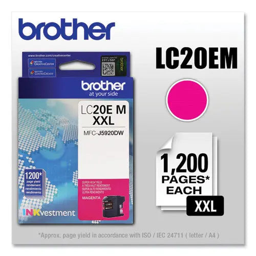 BROTHER BROTHER  INKvestment Super High-Yield Ink, 1,200 Page-Yield, Magenta - LC20EM