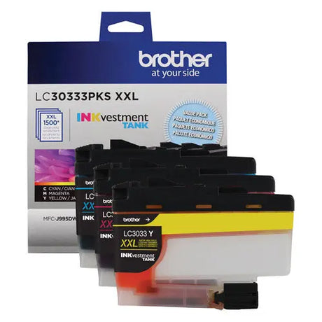 BROTHER BROTHER  INKvestment Super High-Yield Ink, 1,500 Page-Yield, Cyan/Magenta/Yellow - LC30333PKS