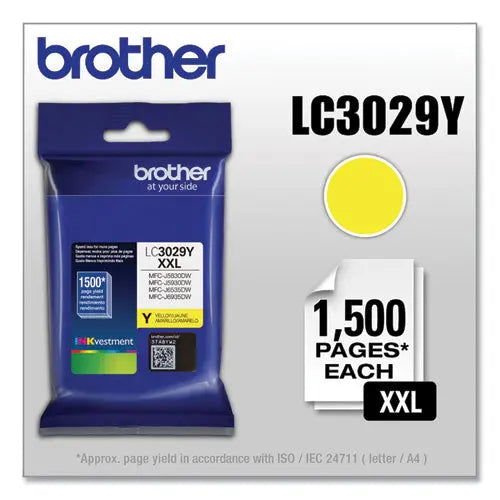 BROTHER BROTHER  INKvestment Super High-Yield Ink, 1,500 Page-Yield, Yellow - LC3029Y