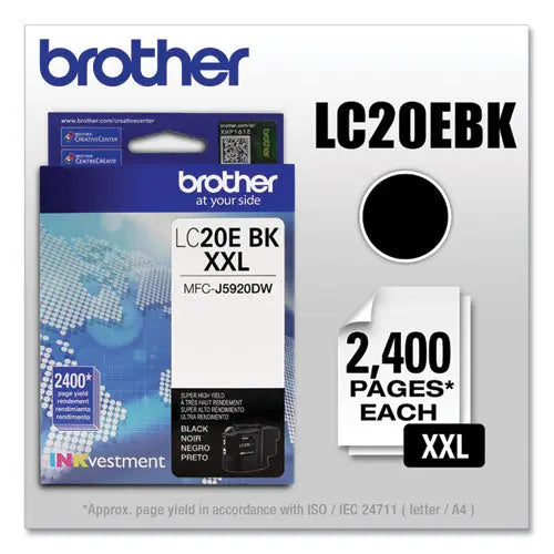 BROTHER BROTHER  INKvestment Super High-Yield Ink, 2,400 Page-Yield, Black - LC20EBK