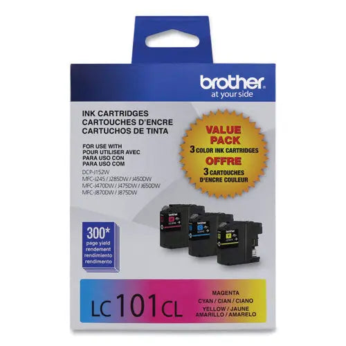 BROTHER BROTHER  Innobella Ink, 300 Page-Yield, Cyan/Magenta/Yellow - LC1013PKS