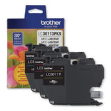 BROTHER BROTHER LC3011 Ink, 200 Page-Yield, Cyan/Magenta/Yellow - LC30113PKS