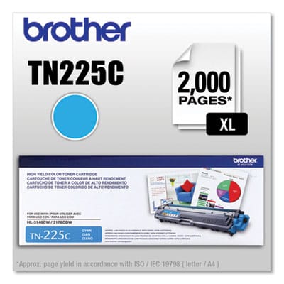 BROTHER Printer Consumables TN225C High-Yield Toner, 2,200 Page-Yield, Cyan - TN225C