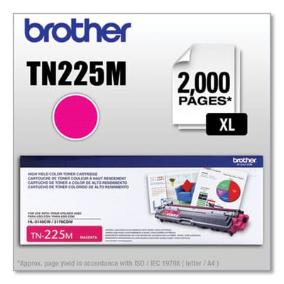 BROTHER Printer Consumables TN225M High-Yield Toner, 2,200 Page-Yield, Magenta - TN225M