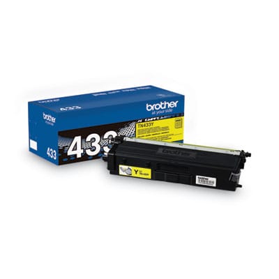 BROTHER Printer Consumables TN433Y High-Yield Toner, 4,000 Page-Yield, Yellow - TN433Y