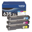 BROTHER Printer Consumables TN635 Toner, 1,800 Page-Yield, Cyan/Magenta/Yellow, 3/Pack - TN6353PK