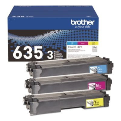 BROTHER Printer Consumables TN635 Toner, 1,800 Page-Yield, Cyan/Magenta/Yellow, 3/Pack - TN6353PK