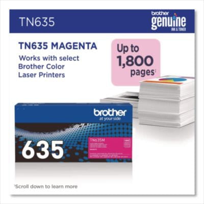 BROTHER Printer Consumables TN635 Toner, 1,800 Page-Yield, Magenta - TN635M