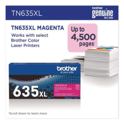 BROTHER Printer Consumables TN635XL High-Yield Toner, 4,500 Page-Yield, Magenta - TN635XLM