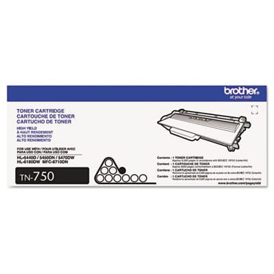 BROTHER Printer Consumables TN750 High-Yield Toner, 8,000 Page-Yield, Black - TN750