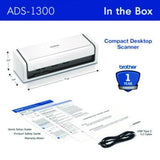 BROTHER Scanner ADS-1300 Compact Desktop Scanner, 600 dpi Optical Resolution, 20-Sheet Duplex Auto Document Feeder - ADS1300