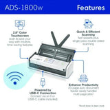 BROTHER Scanner ADS-1800W Compact Desktop Scanner, 600 dpi Optical Resolution, 20-Sheet Duplex Auto Document Feeder - ADS1800W