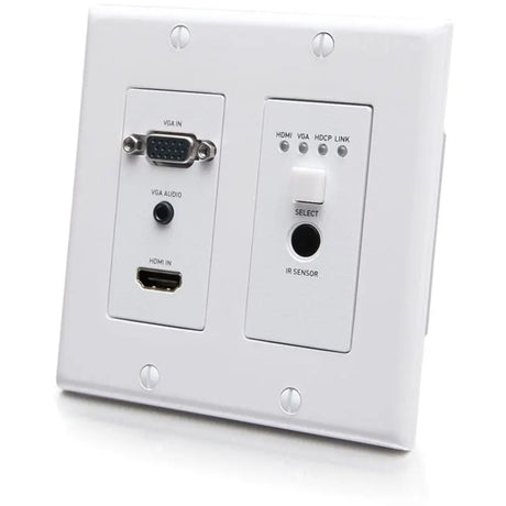 C2G C2G 1 HDMI+VGA Wall Plate TX - 2 Input Device - 230 ft Range - 1 x Network (RJ-45) - 1 x HDMI In - 1 x VGA In - 4K UHD - Twisted Pair - Category 6a - Wall Plate - C2G30017