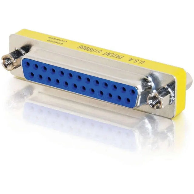 C2G C2G DB25 F/F Mini Gender Changer (Coupler) - 1 Pack - 1 x 25-pin DB-25 Female - 1 x 25-pin DB-25 Female - Silver, Yellow - 02774