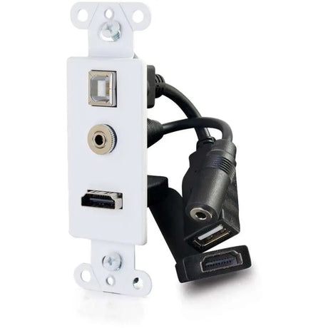C2G C2G Decorative HDMI Wall Plate with USB and 3.5mm White - White - Polyvinyl Chloride (PVC) - 1 x HDMI Port(s) - 1 x Mini-phone Port(s) - 39873