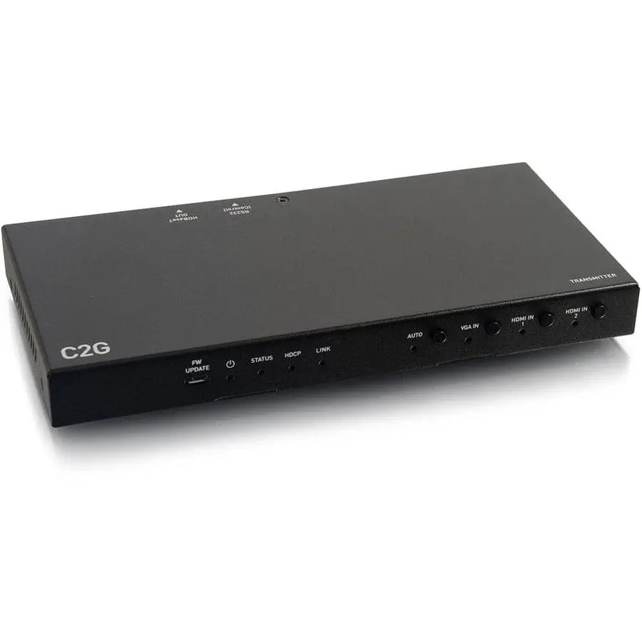 C2G C2G Dual HDMI+VGA Switch Box TX - 3 Input Device - 230 ft Range - 1 x Network (RJ-45) - 1 x USB - 2 x HDMI In - 1 x VGA In - 4K UHD - Twisted Pair - Category 6a - C2G30018