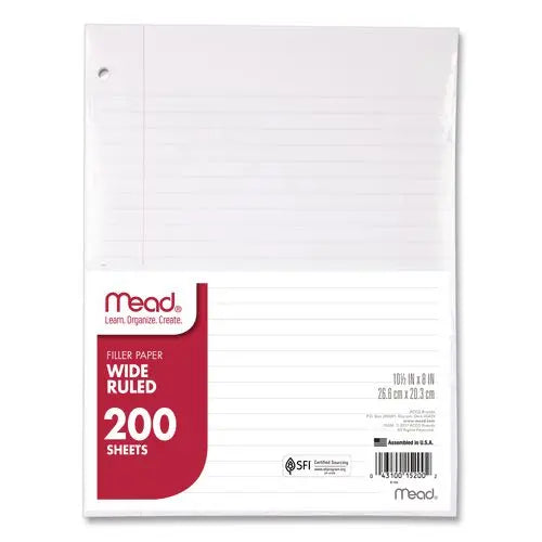 C2G C2G Filler Paper, 3-Hole, 8 x 10.5, Wide/Legal Rule, 200/Pack - 15200