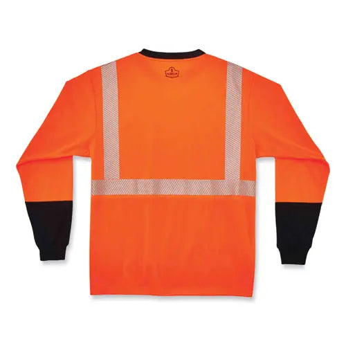 C2G C2G GloWear 8281BK Class 2 Long Sleeve Shirt with Black Bottom, Polyester, 5X-Large, Orange - 22689