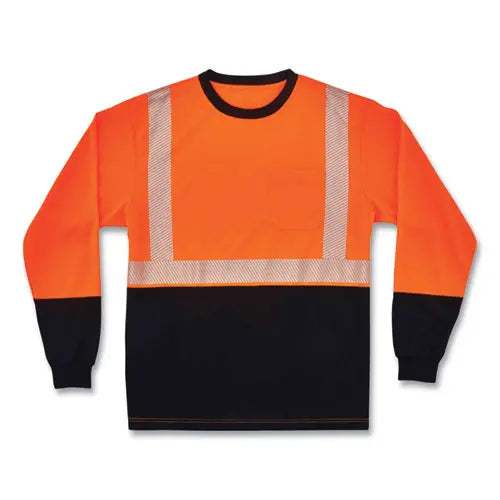 C2G C2G GloWear 8281BK Class 2 Long Sleeve Shirt with Black Bottom, Polyester, 5X-Large, Orange - 22689