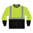 C2G C2G GloWear 8291BK Type R Class 2 Black Front Long Sleeve T-Shirt, Polyester, 3X-Large, Lime - 22707