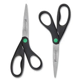 C2G C2G KleenEarth Scissors, 8" Long, 3.25" Cut Length, Straight Black Handle, 2/Pack - 15179