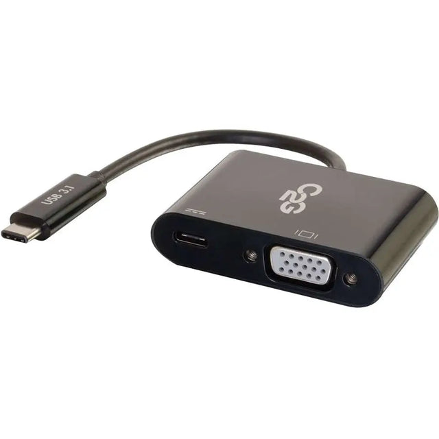C2G C2G USB C to VGA Adapter with Power Delivery - Deliver Video content to a VGA equipped display from a USB-C device while simultaneously charging the device - 29533