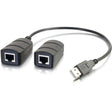 C2G USB Over Cat5/Cat6 Extender - USB Extender - Up to 150ft - 1 x Network (RJ-45) - 1 x USB - 150 ft Extended Range - ABS - Black - 54284 C2G