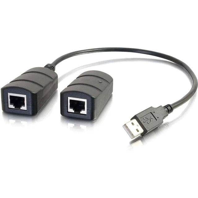 C2G USB Over Cat5/Cat6 Extender - USB Extender - Up to 150ft - 1 x Network (RJ-45) - 1 x USB - 150 ft Extended Range - ABS - Black - 54284 C2G