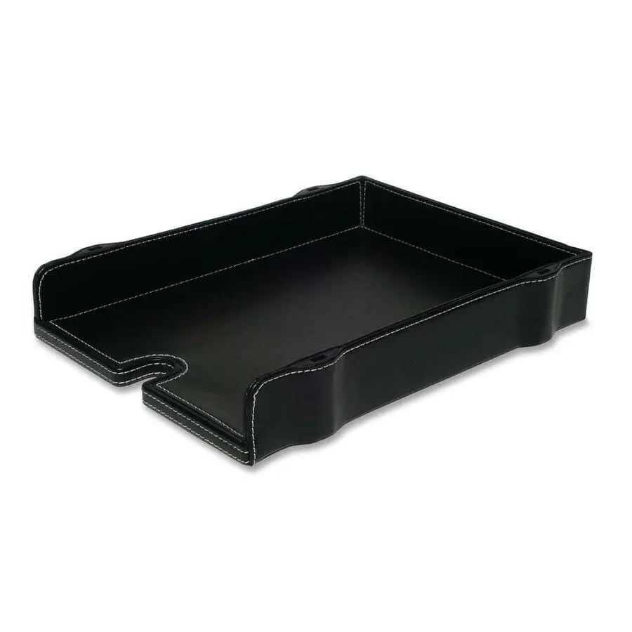 C2G VLB Stiched Simulated Letter Tray - Stackable - Black - Leather - 00921