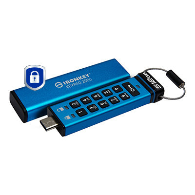 Kingston Technology IronKey 512GB USB-C Keypad 200C, FIPS 140-3 Lvl 3 AES-256 - IKKP200C/512GB