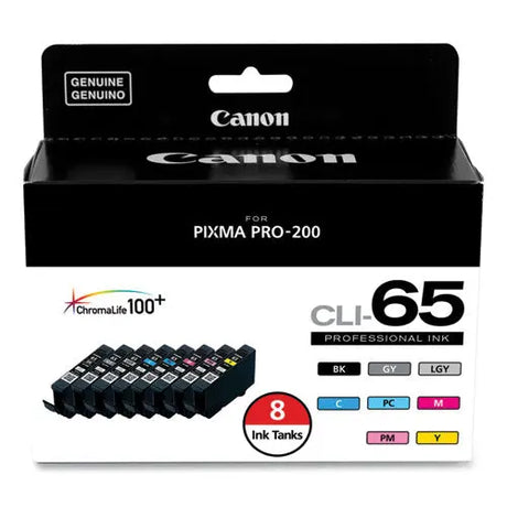 CANON CANON  (CLI-65) Ink, Black/Cyan/Gray/Light Gray/Magenta/Photo Cyan/Photo Magenta/Yellow, 8/Pack - 4215C007