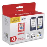 CANON CANON  (PG-245XL/CL-246XL) Ink/Paper Combo, 180/300 Page-Yield, Black/Tri-Color - 8278B005