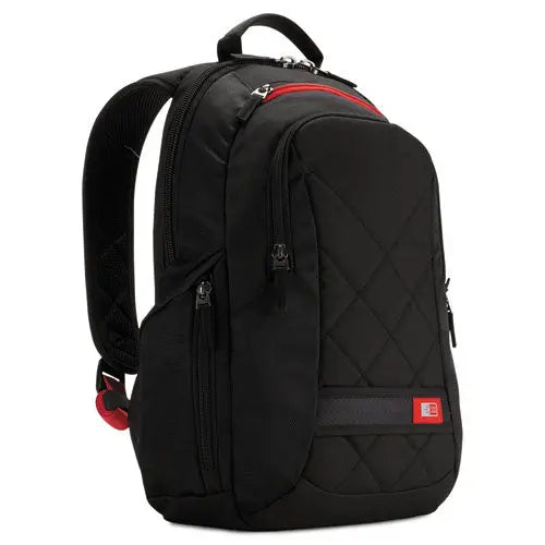 CASE LOGIC CASE LOGIC Diamond Backpack, Fits Devices Up to 14.1", Polyester, 6.3 x 13.4 x 17.3, Black - 3201265