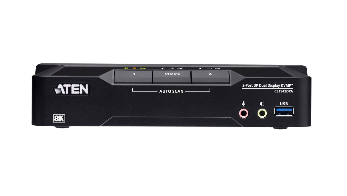 ATEN 2-Port USB 3.0 8K DisplayPort Dual-Display KVMP™ Switch (Cables included) - CS1942DPA ATEN