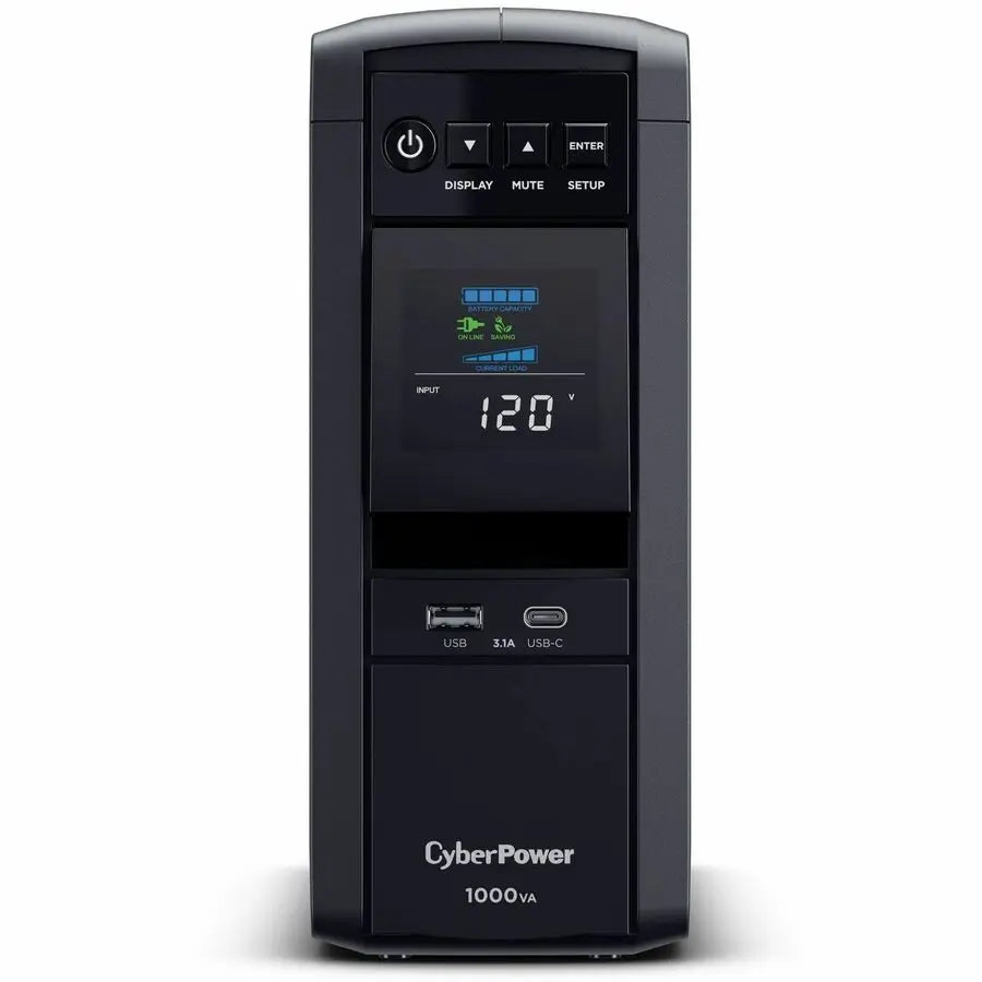 CYBERPOWER CyberPower CP1000PFCLCD PFC Sinewave UPS Systems - 1000VA/600W, 120 VAC, NEMA 5-15P, Mini-Tower, Sine Wave, 10 Outlets, LCD, PowerPanel&reg; Personal, $350000 CEG, 3YR Warranty - CP1000PFCLCD