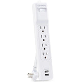 CYBERPOWER CyberPower Home Office P406U 4-Outlet Surge Suppressor/Protector - 2 x USB, 4 x NEMA 5-15R - 500 J - 120 V AC Input - Audio/Video - P406U