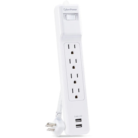 CYBERPOWER CyberPower Home Office P406U 4-Outlet Surge Suppressor/Protector - 2 x USB, 4 x NEMA 5-15R - 500 J - 120 V AC Input - Audio/Video - P406U