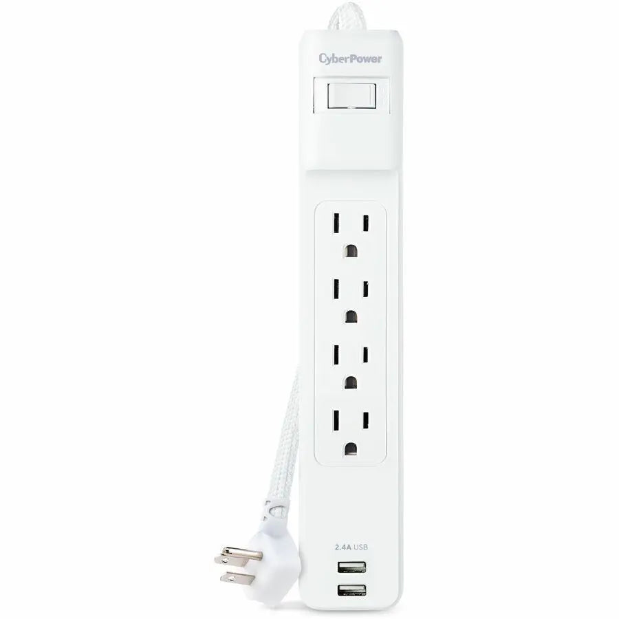 CYBERPOWER CyberPower Home Office P406U 4-Outlet Surge Suppressor/Protector - 2 x USB, 4 x NEMA 5-15R - 500 J - 120 V AC Input - Audio/Video - P406U