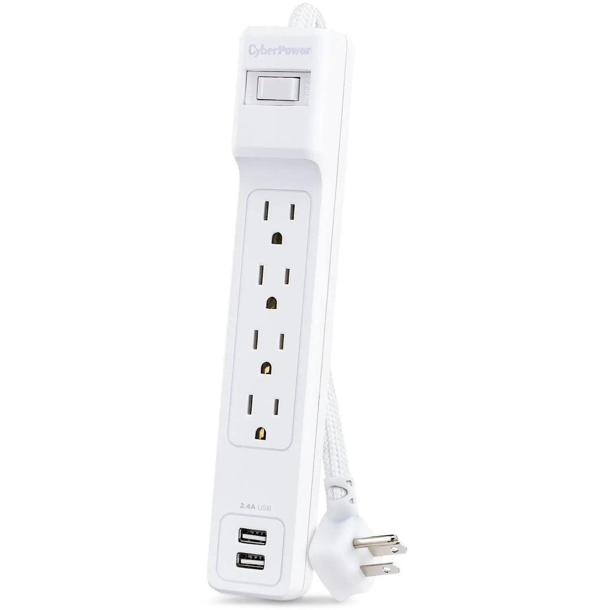 CYBERPOWER CyberPower Home Office P406U 4-Outlet Surge Suppressor/Protector - 2 x USB, 4 x NEMA 5-15R - 500 J - 120 V AC Input - Audio/Video - P406U