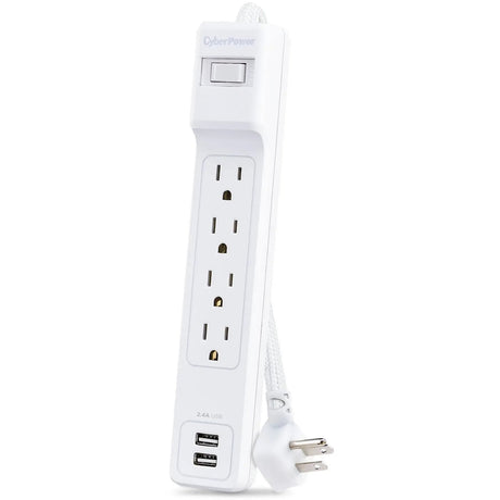 CYBERPOWER CyberPower Home Office P406U 4-Outlet Surge Suppressor/Protector - 2 x USB, 4 x NEMA 5-15R - 500 J - 120 V AC Input - Audio/Video - P406U