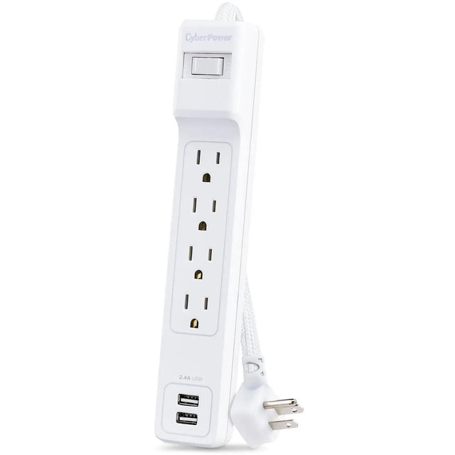 CYBERPOWER CyberPower Home Office P406U 4-Outlet Surge Suppressor/Protector - 2 x USB, 4 x NEMA 5-15R - 500 J - 120 V AC Input - Audio/Video - P406U