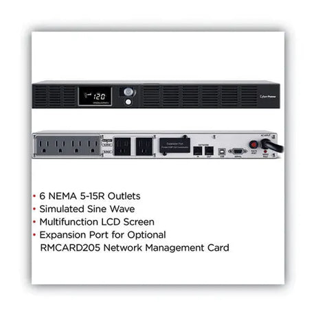 CYBERPOWER CYBERPOWER POWER,UPS,500VA,6OUT,BK - OR500LCDRM1U