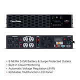 CYBERPOWER UPS CyberPower Smart App Sinewave uninterruptible power supply (UPS) Line-Interactive 1.5 kVA 1500 W 8 AC outlet(s) - PR1500RTXL2UC