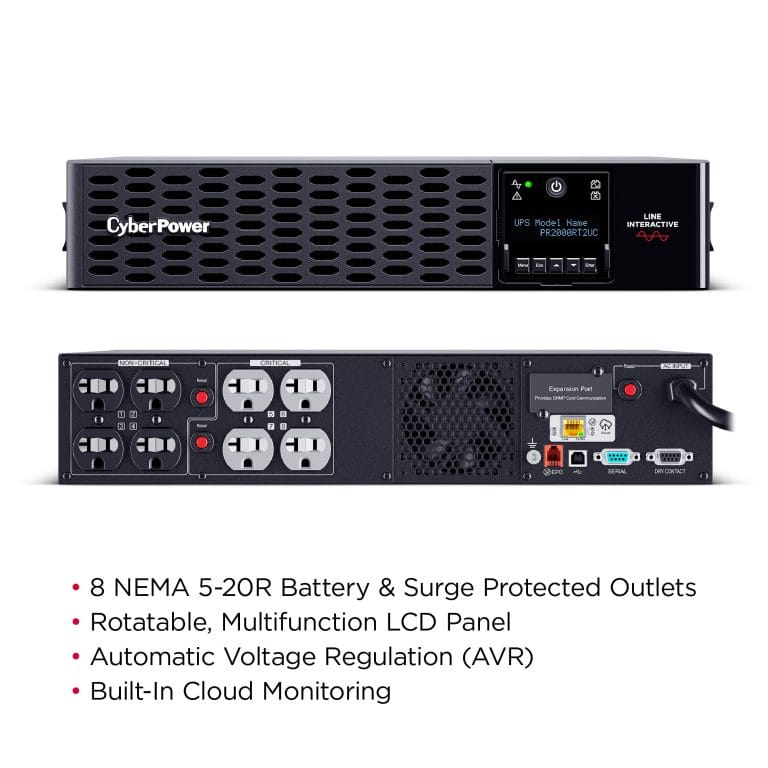 CYBERPOWER UPS CyberPower Smart App Sinewave uninterruptible power supply (UPS) Line-Interactive 2 kVA 2000 W 8 AC outlet(s) - PR2000RT2UC
