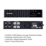 CYBERPOWER UPS CyberPower Smart App Sinewave uninterruptible power supply (UPS) Line-Interactive 2 kVA 2000 W 8 AC outlet(s) - PR2000RT2UC