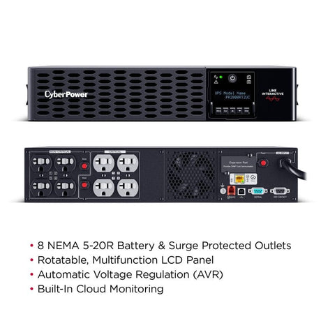 CYBERPOWER UPS CyberPower Smart App Sinewave uninterruptible power supply (UPS) Line-Interactive 2 kVA 2000 W 8 AC outlet(s) - PR2000RT2UC