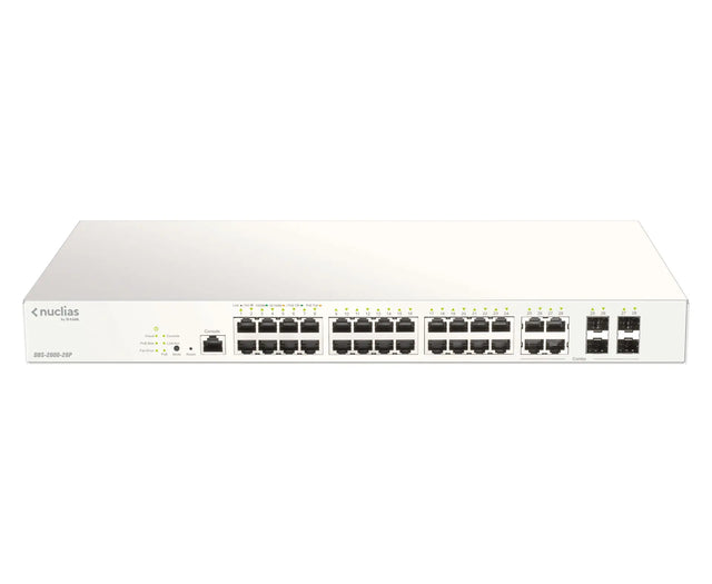 D-LINK D-Link 28-Port Gigabit PoE+ Nuclias Smart Managed Switch including 4x 1G Combo Ports, 193W - DBS-2000-28P