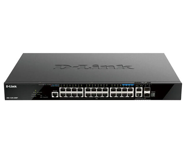 D-LINK D-Link 28-Port Gigabit Stackable POE+ Smart Managed Switch with 2 x 10GBase-T & 2 x 10G SFP+ - DGS-1520-28MP