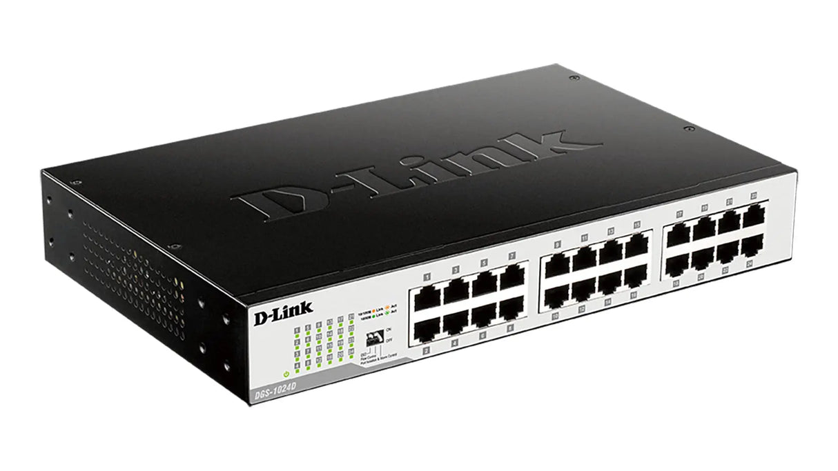 D-LINK D-Link DGS-1024D network switch Unmanaged Gigabit Ethernet (10/100/1000) 1U Black, Silver - DGS-1024D