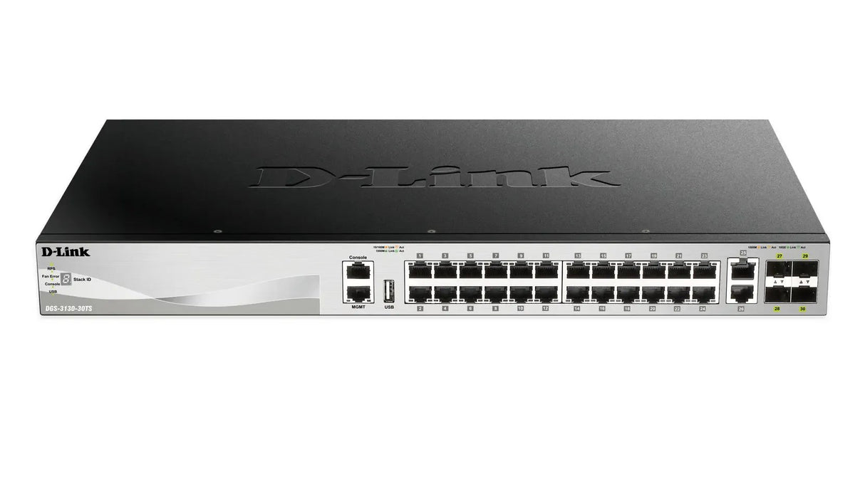 D-LINK D-Link DGS-3130-30TS network switch Managed L3 Gigabit Ethernet (10/100/1000) Black, Grey - DGS-3130-30TS